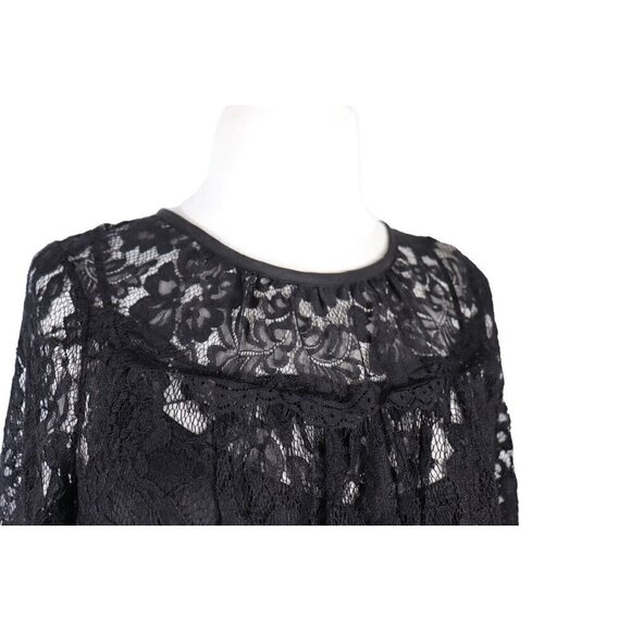 Urban Outfitters Kimchi Blue Womens S Black Flowy Long-Sleeve Lace Trapeze Dress - Picture 6 of 11